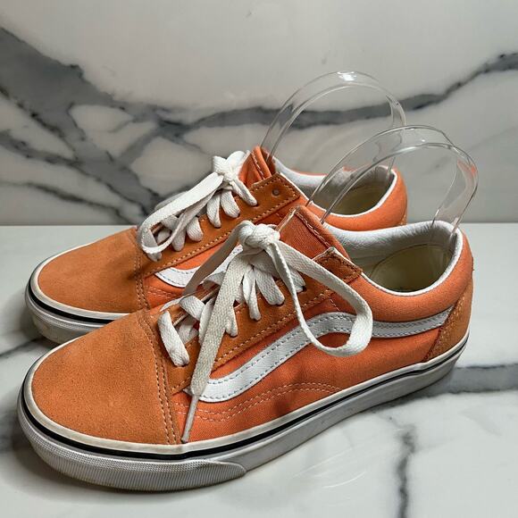 Vans Orange Low Top Suede Leather Skateboard Sneakers Men Sz 5.5 Women Sz 7 - Picture 4 of 8